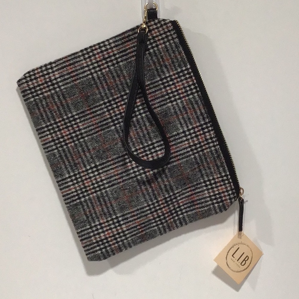 New L.I.B. New York Plaid Wristlet/Clutch